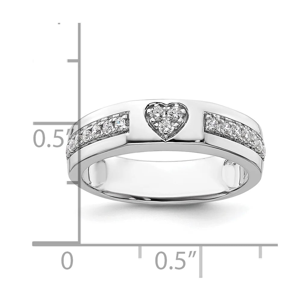 14k White Gold Lab Grown Diamond Heart Band H763
