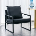 Black PU Leather Accent Arm Chair with Metal Frame D9829