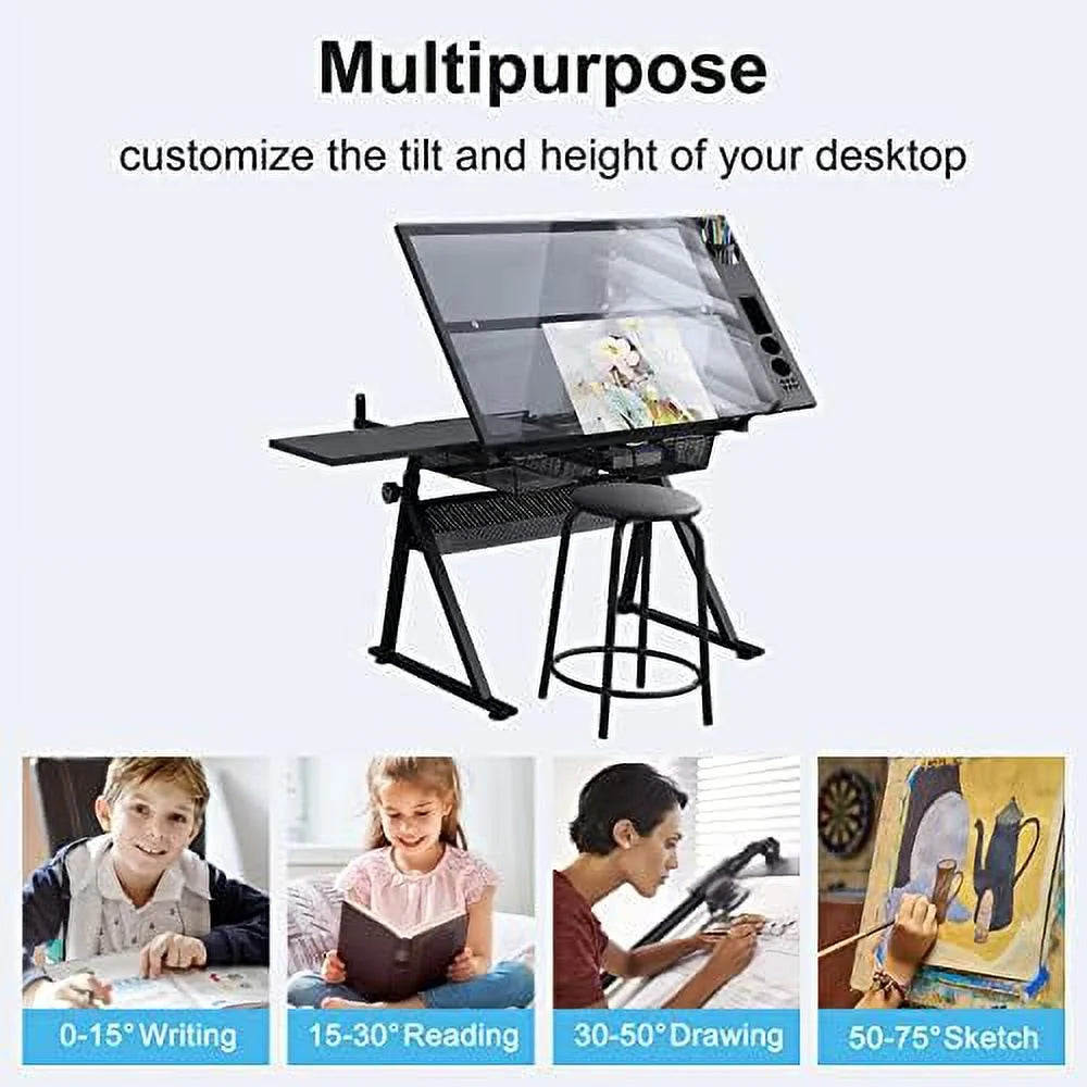 Height Adjustable Drafting Table with Drawer M75968