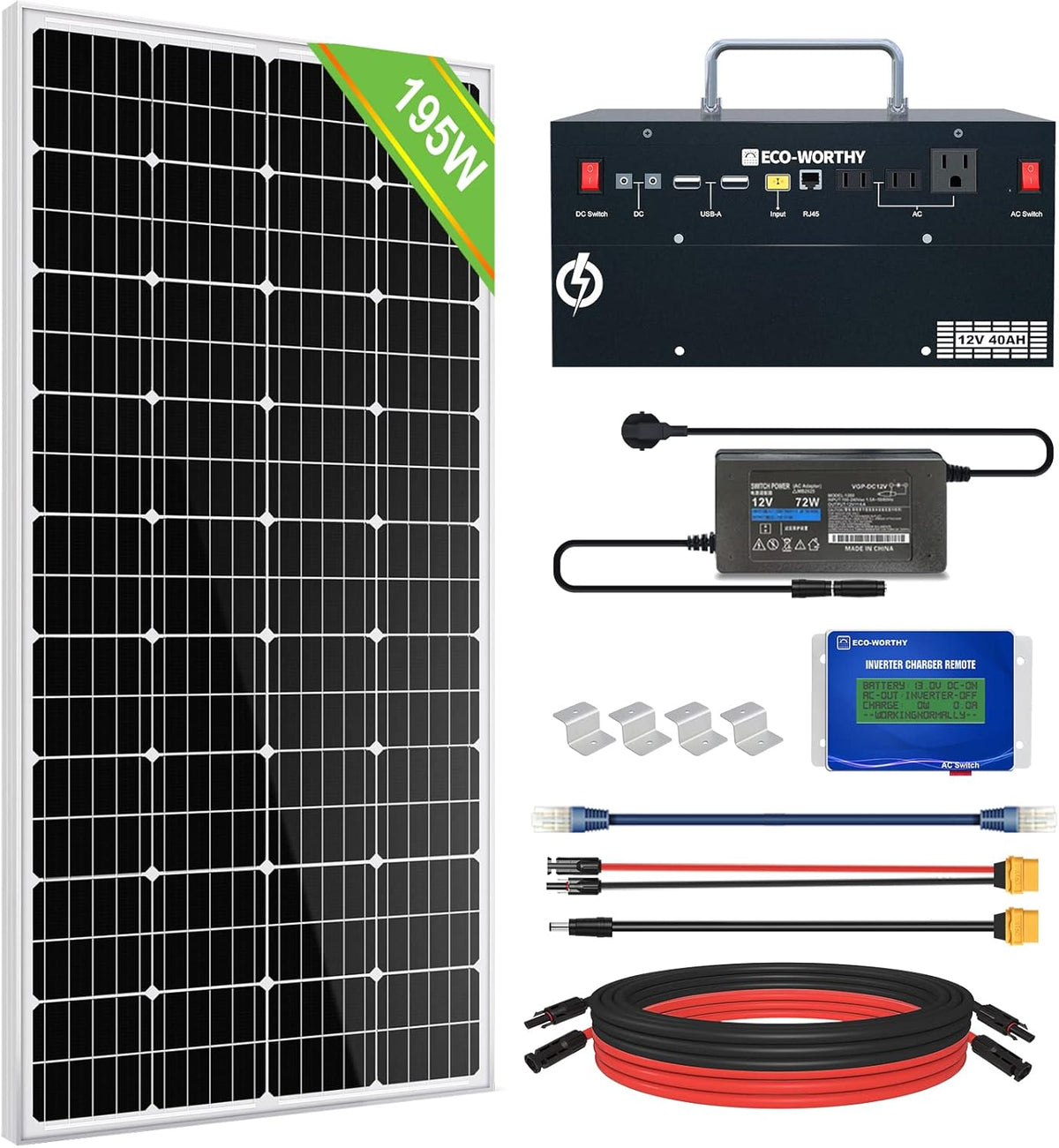 400W 1.6KWH Complete Solar Power System with 2 Solar Panels and Power Station I6982