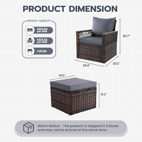 4 Pieces Wicker Patio Furniture Set with Ottomans O913576