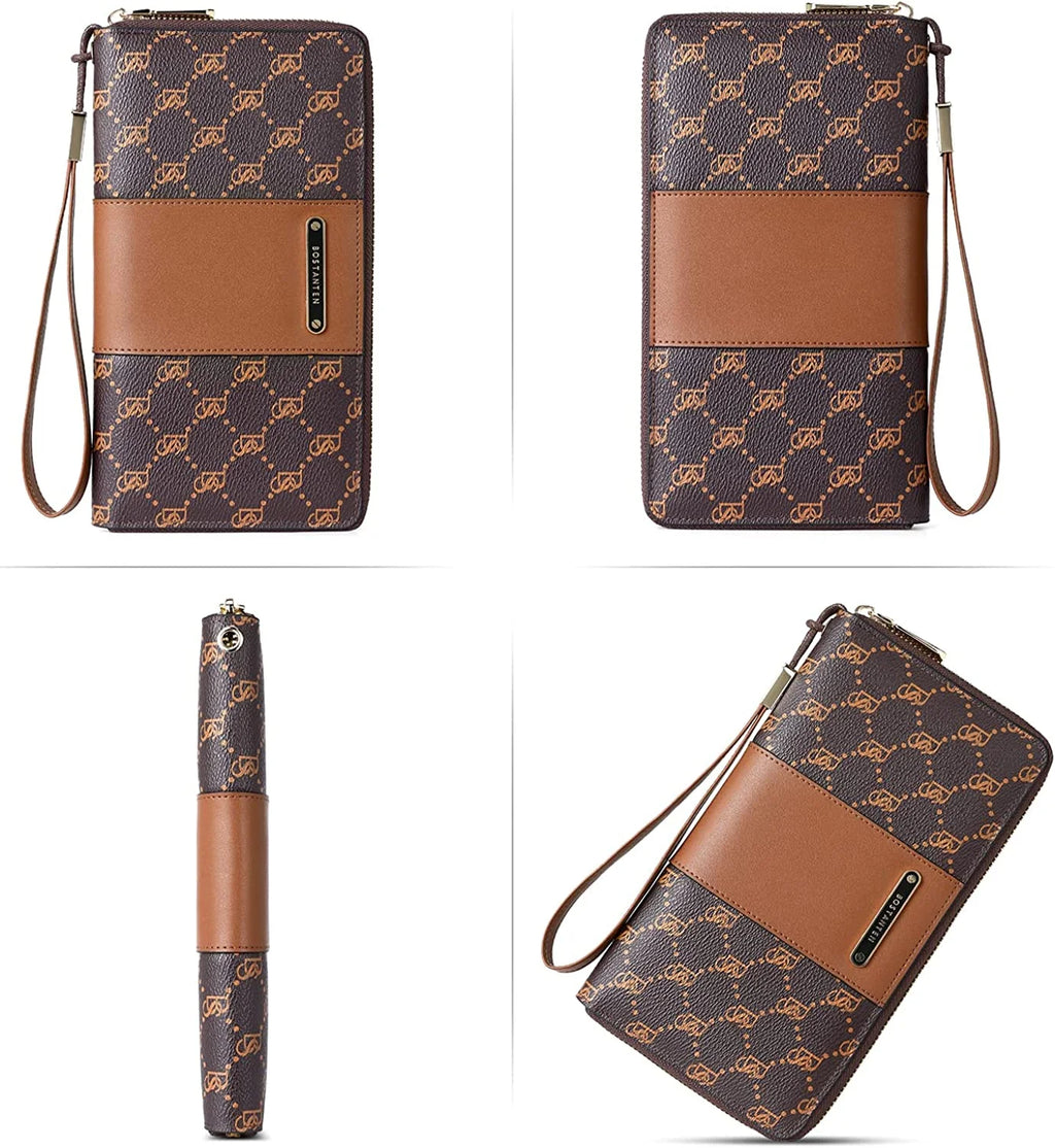 Leather Zip Around Credit Card Holder Wristlet Clutch W36656