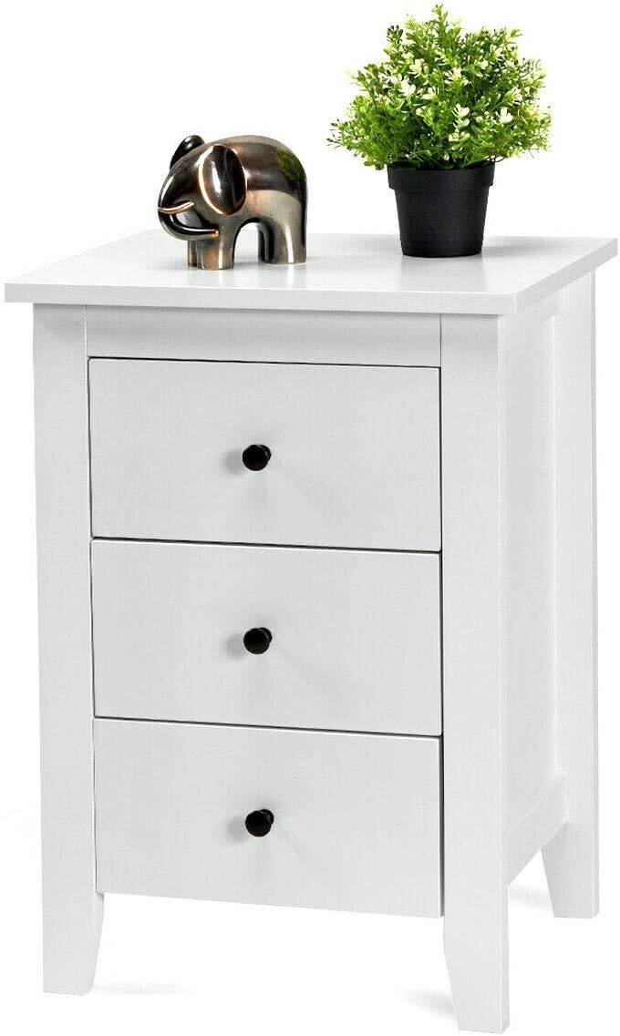 Black 3 Drawer Wooden Nightstand K6572