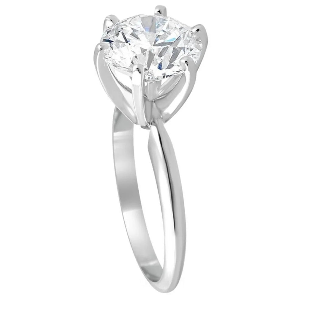 14k White Gold Plated Solitaire Ring T499