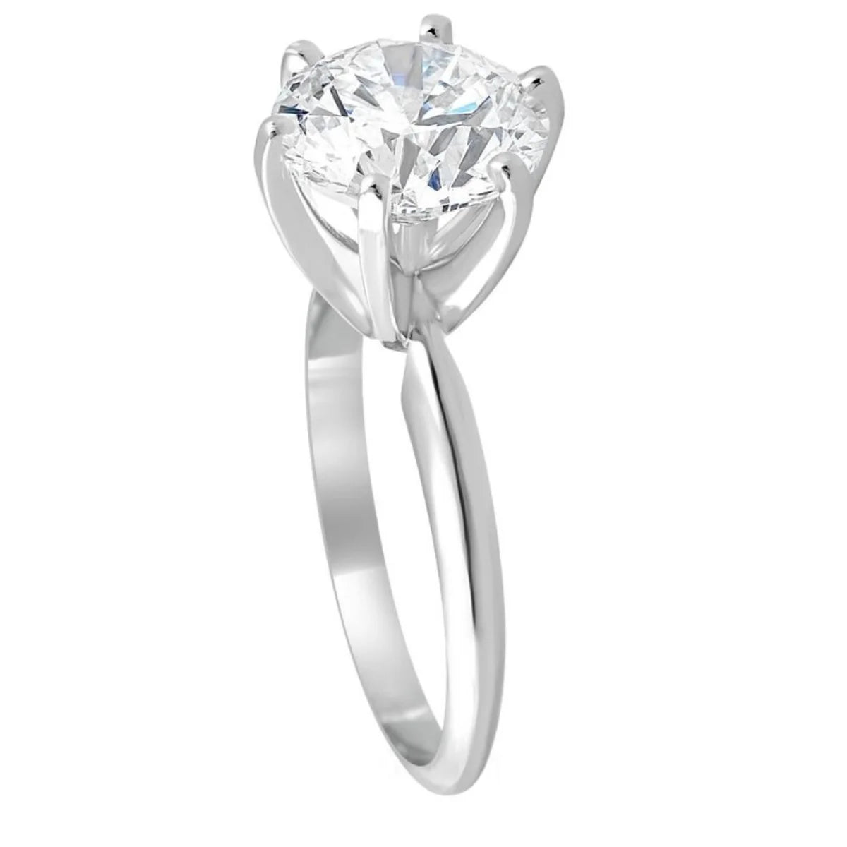14k White Gold Plated Solitaire Ring T499