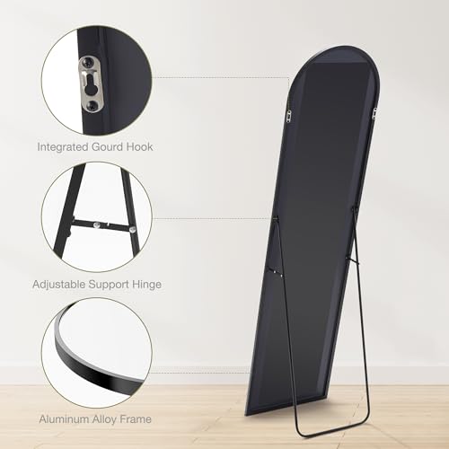 64"x21" Arched Full Length Mirror with Aluminum Alloy Thin Frame R699