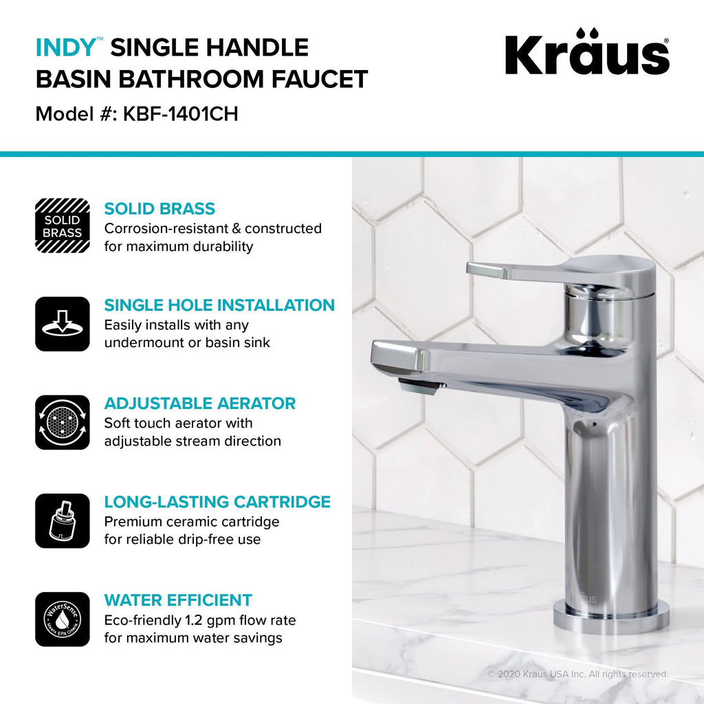 Single Handle Bathroom Faucet - Stainless Steel K676