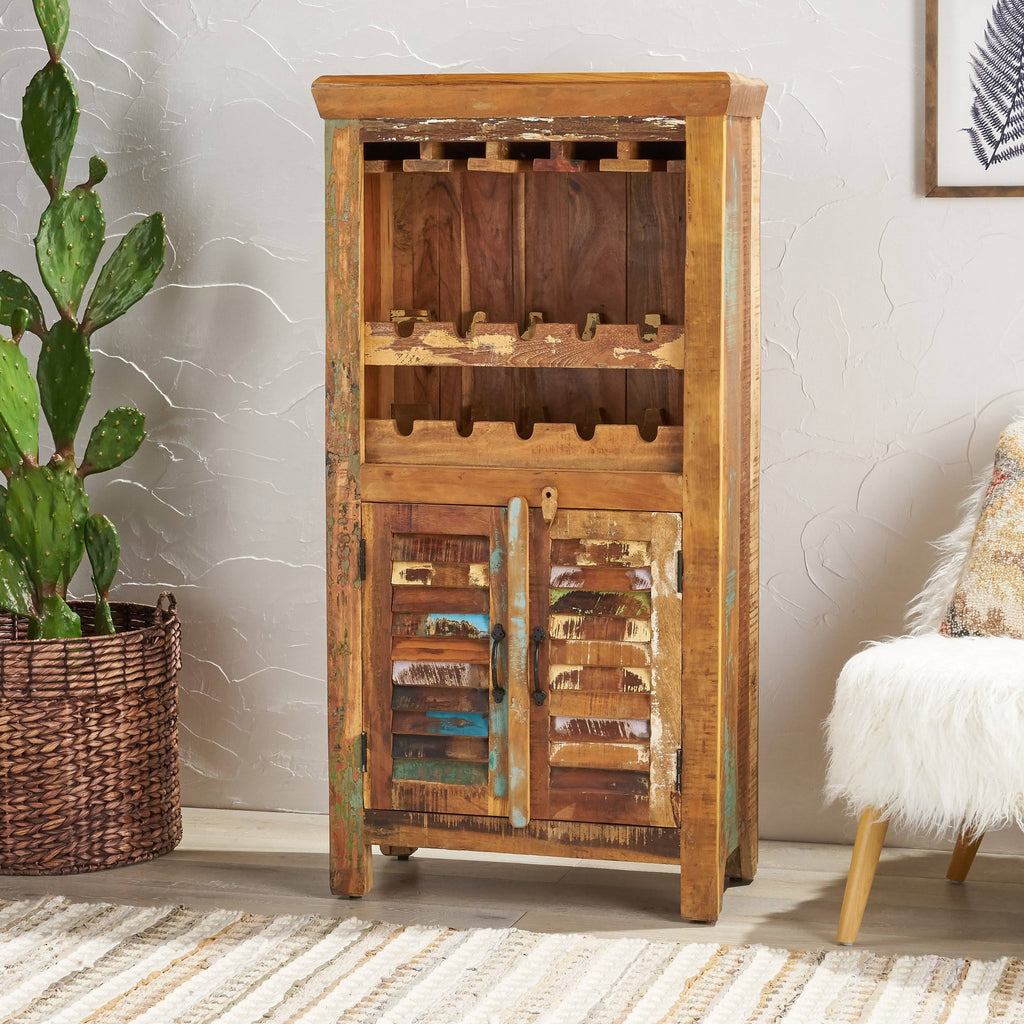 Distressed Wooden Bar Cabinet F85061