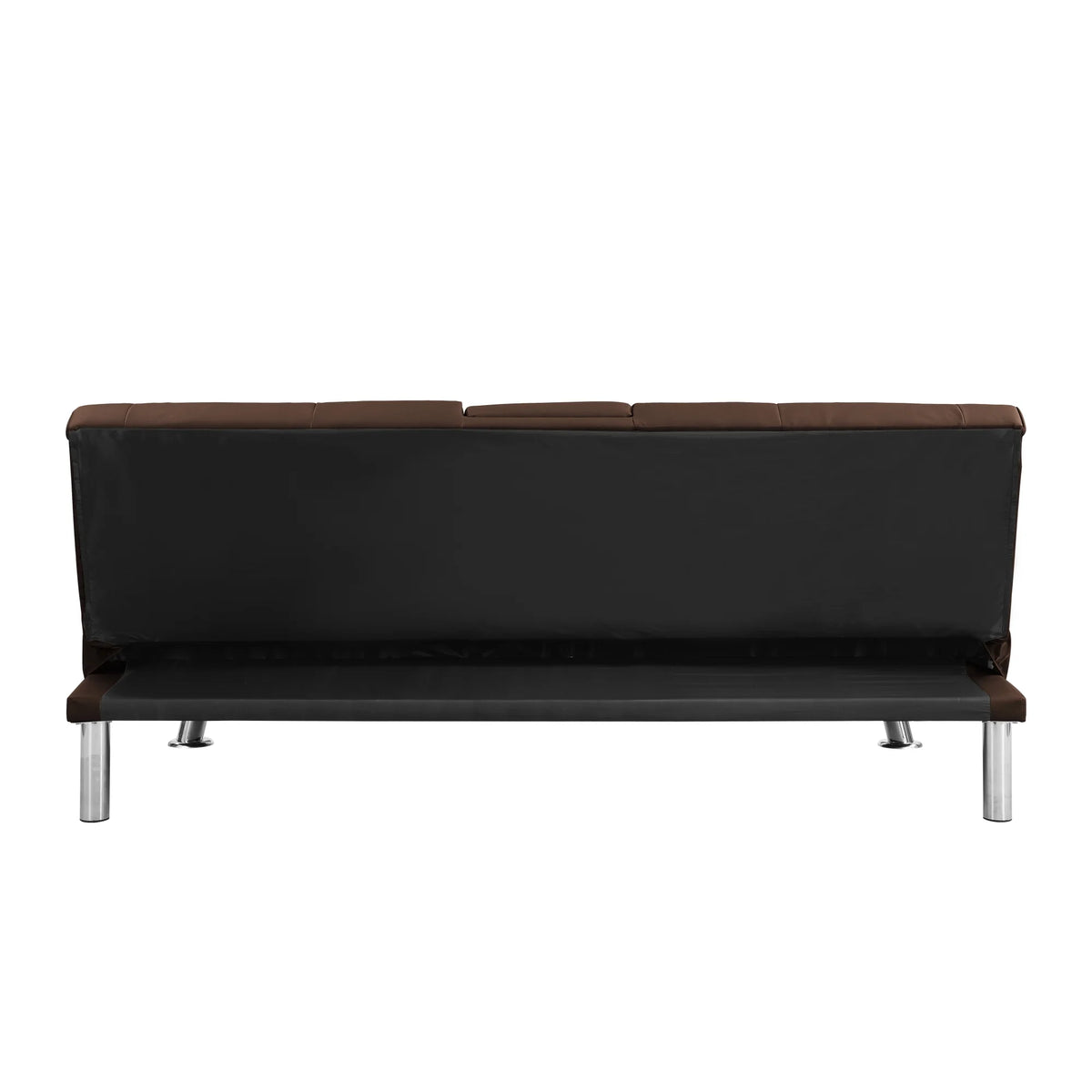 Brown PVC Sofa Bed with Armrest and Wood Frame N96678
