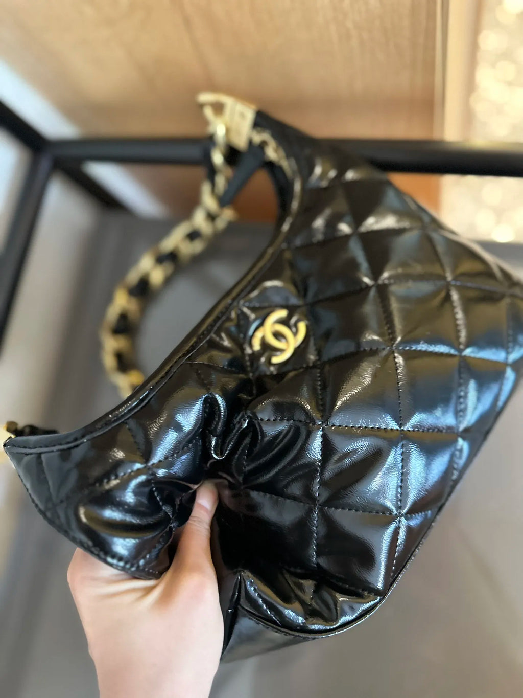 White Calfskin Hobo Bag P9481