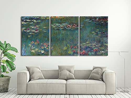 3 Panels Framed Canvas Wall Art Water Lilies B55397