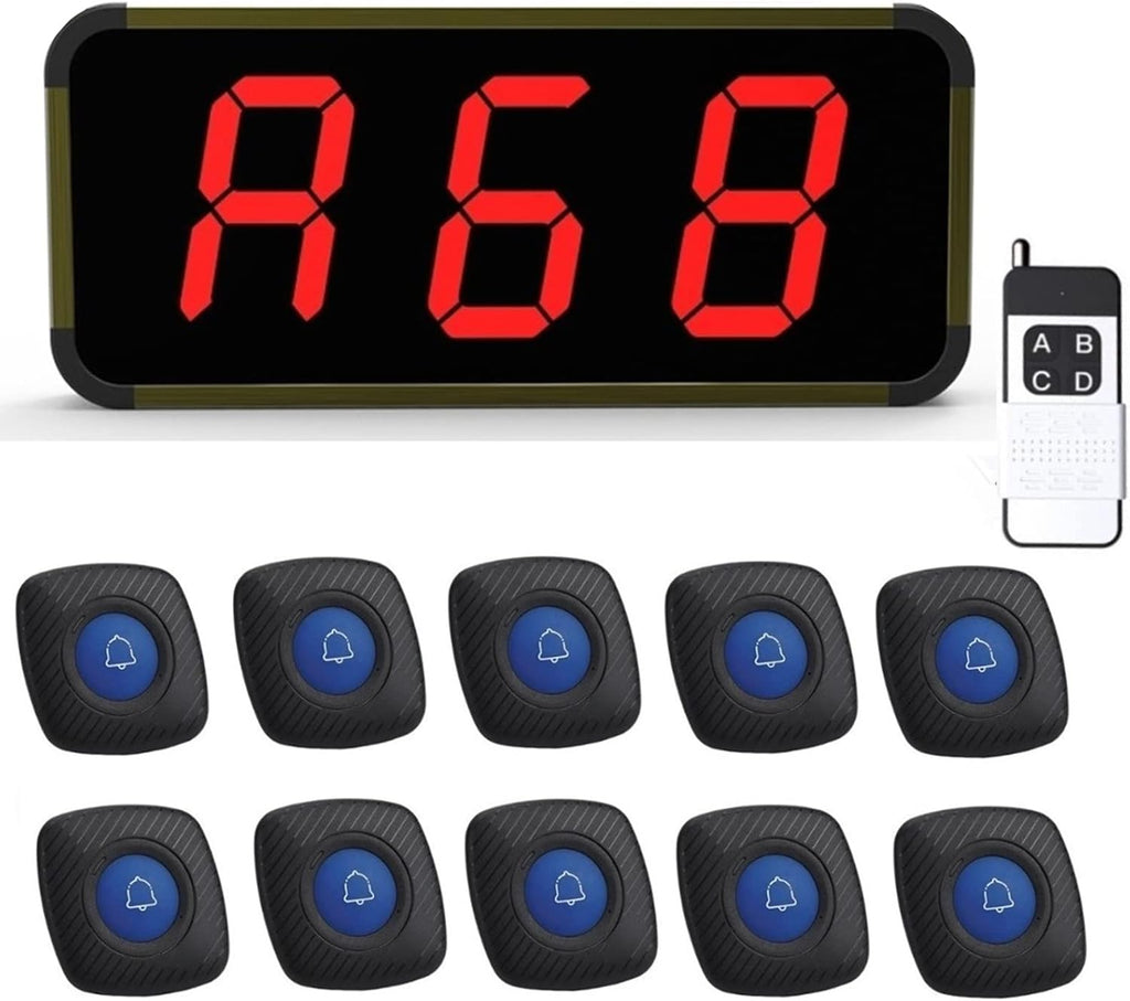 Wireless Queue Calling System with 10 Waterproof Call Buttons M739