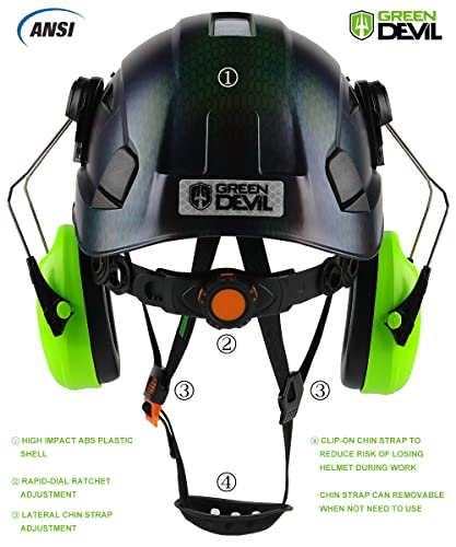 Safety Helmet Hard Hat with Visor and Ear Protection Adjustable Lightweight Vented ABS Work Helmet 6-Point Suspension W8317