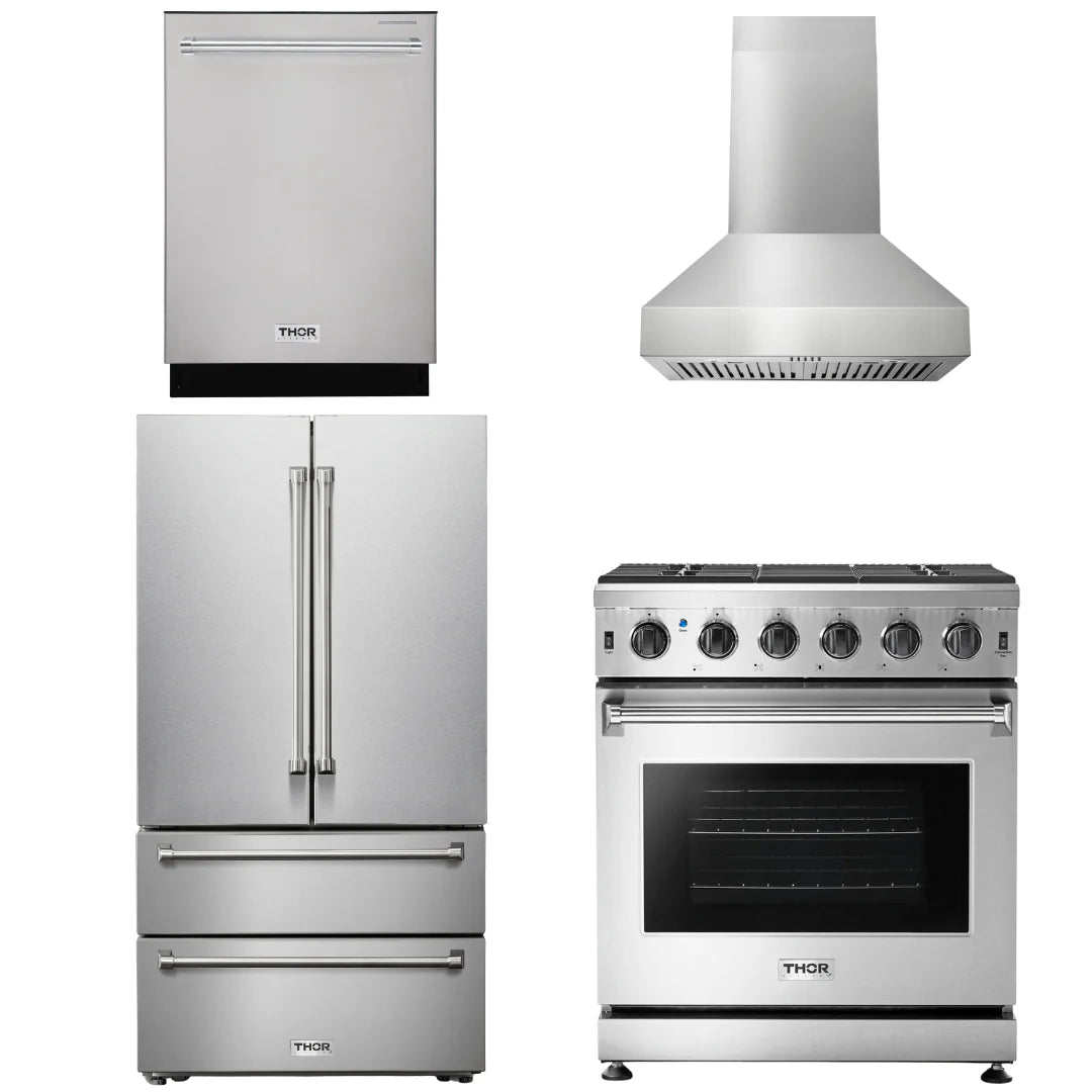 30 Gas Range, Range Hood, Refrigerator, Dishwasher D244