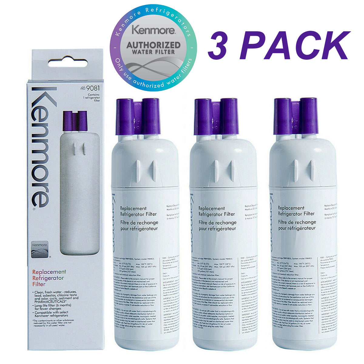3 Pack Refrigerator Water Filter Q540998