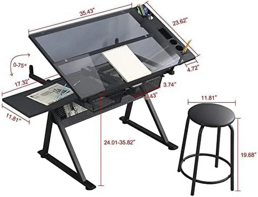 Height Adjustable Drafting Table with Drawer M75968