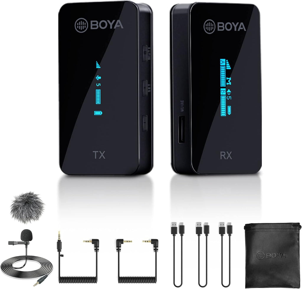 2.4GHz Wireless Dual Channel Cordless Lavalier Microphone System for Phone Camera U9309