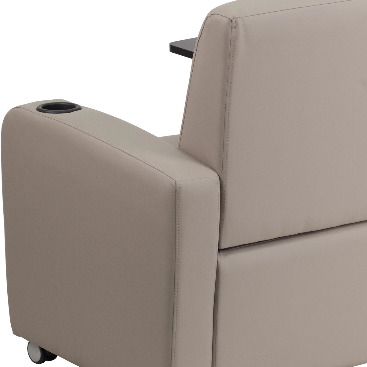 Gray LeatherSoft Guest Chair with Tablet Arm and Cup Holder Q6138