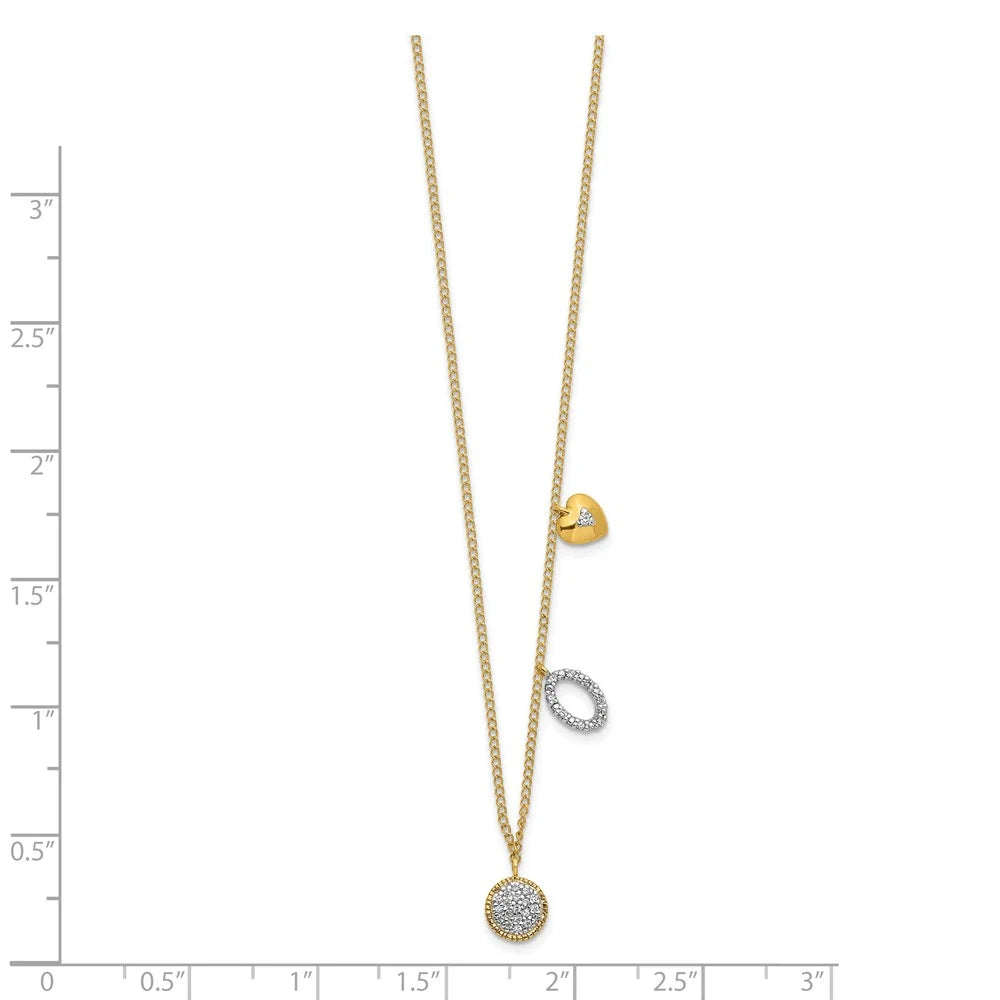 Real 14kt Yellow Gold Diamond Necklace 16.5 inch F694