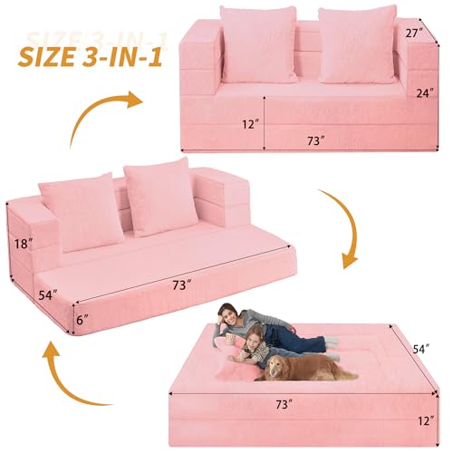 Faux Fur Convertible Bean Bag Sofa Bed with Pillow B234