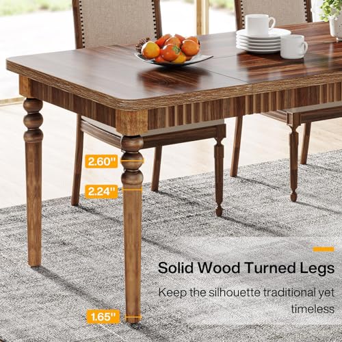 Oak Rectangular Dining Table with Wood Turned Legs, 63-Inch G720