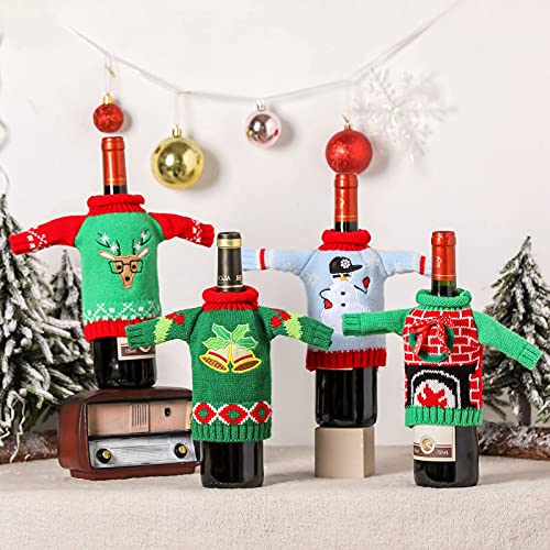 4 Pack Knitted Christmas Wine Bottle Covers M983497