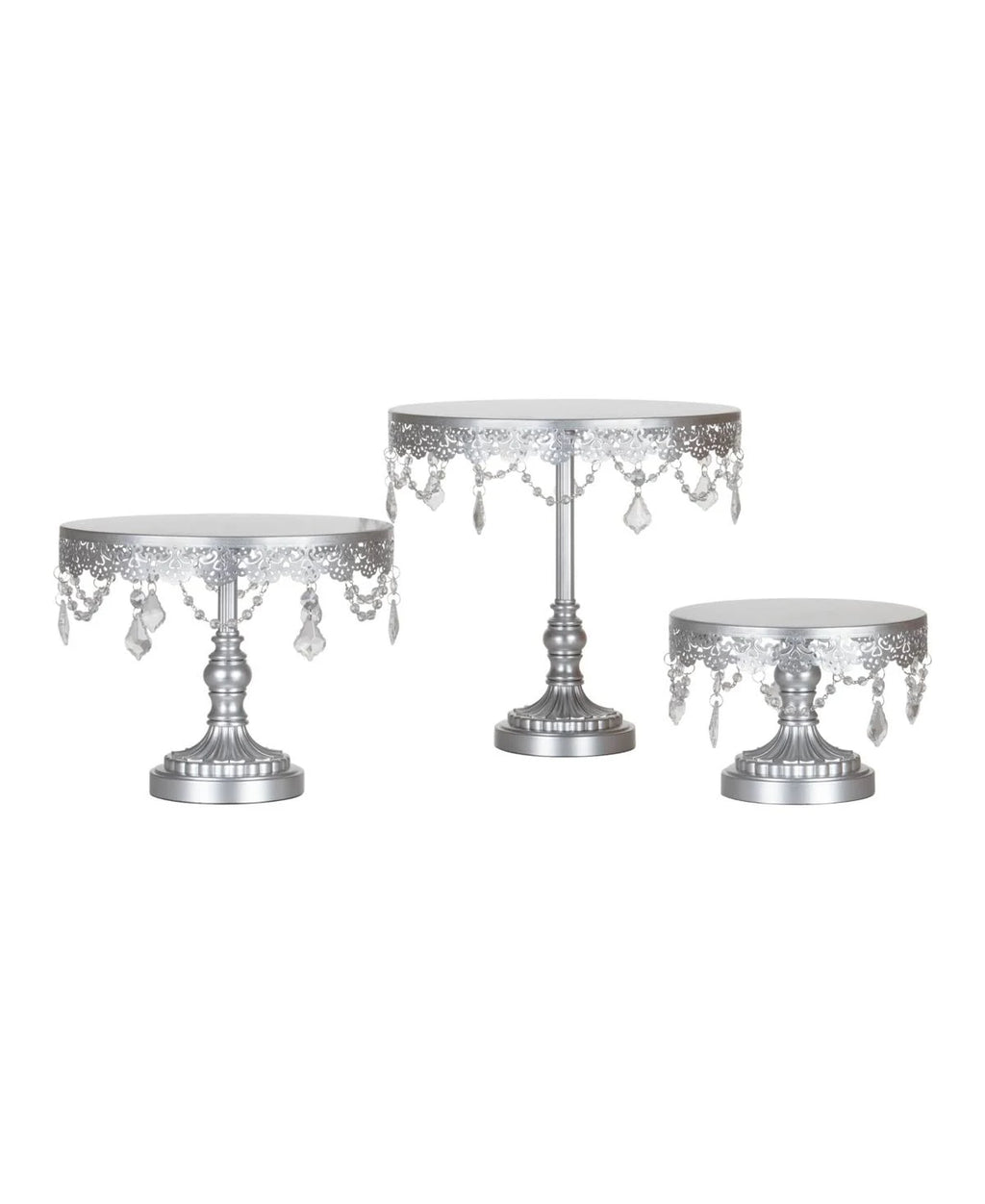 3-Piece Crystal Cake Stand Set Gold Stainless Steel G8642