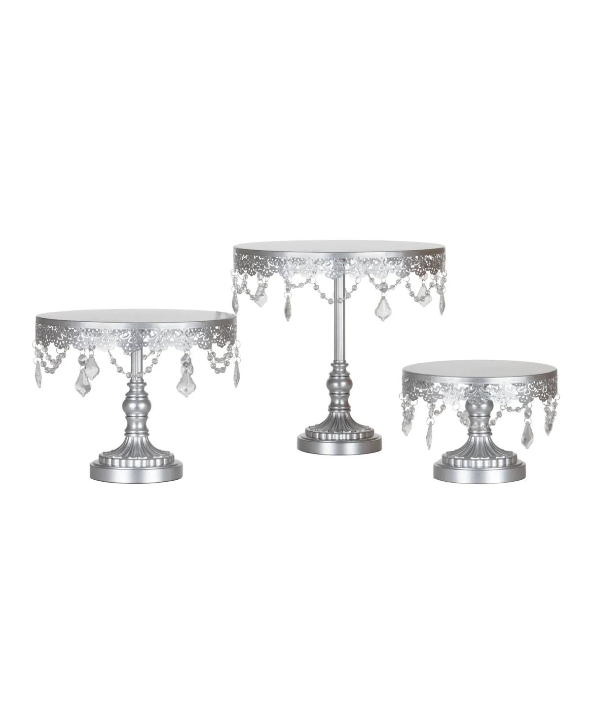 3-Piece Crystal Cake Stand Set Gold Stainless Steel G8642