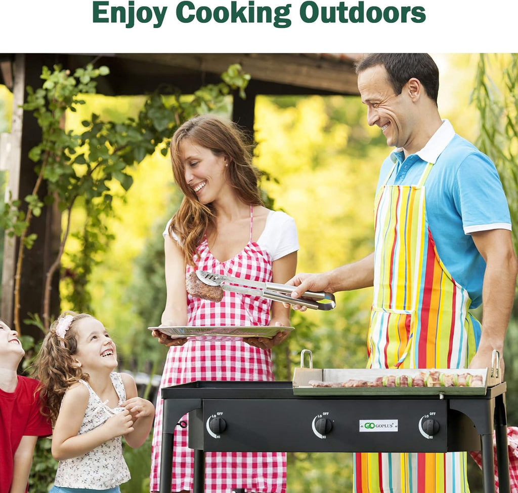 Portable Propane Gas Cooker Iron Cast 3-Burner A6966