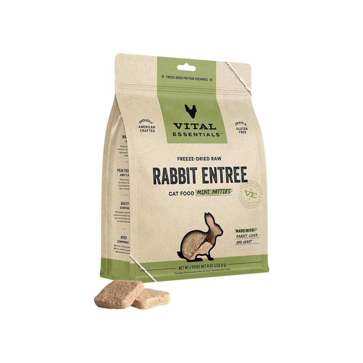 Freeze Dried Raw Rabbit Entree Cat Food Mini Patties S721