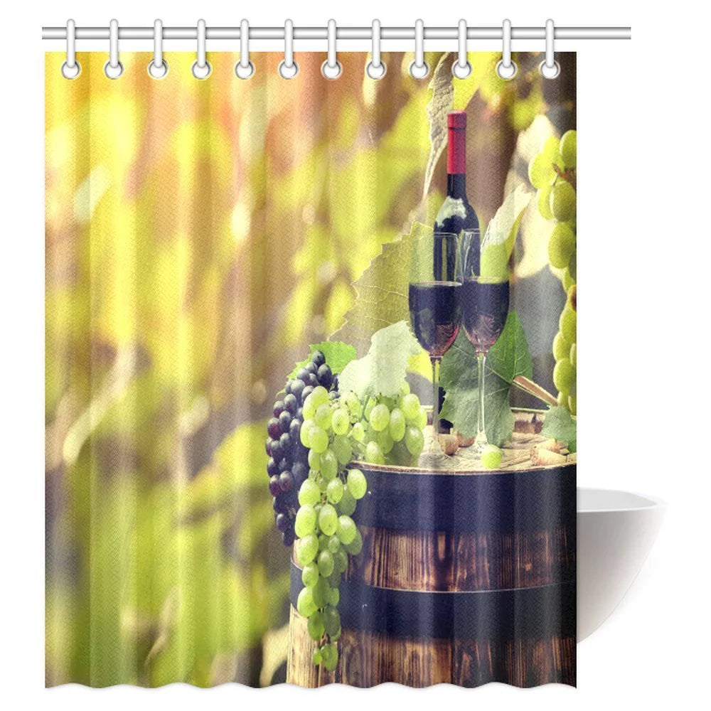 Fabric Bathroom Shower Curtain Set with Hooks, 60 X 72 Inches R9754