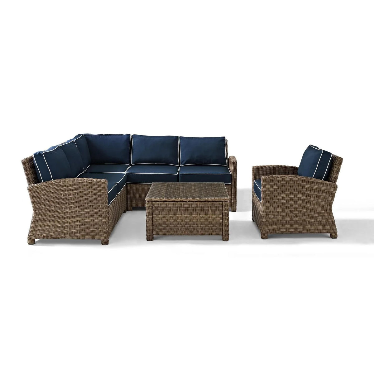 5Pc Outdoor Wicker Sectional Set with Glass Top Coffee Table Z7549
