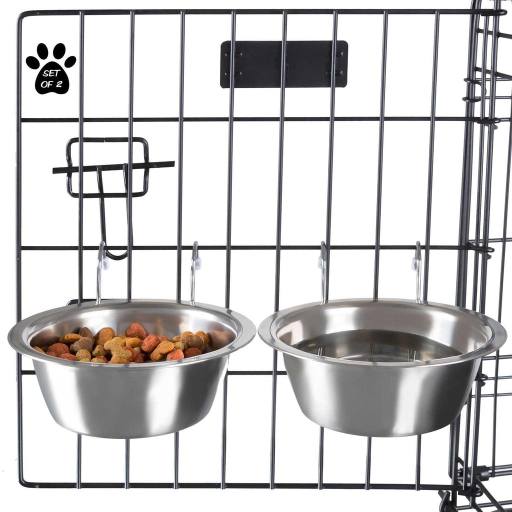Set of 2 Stainless-Steel Hanging Pet Bowls R85137