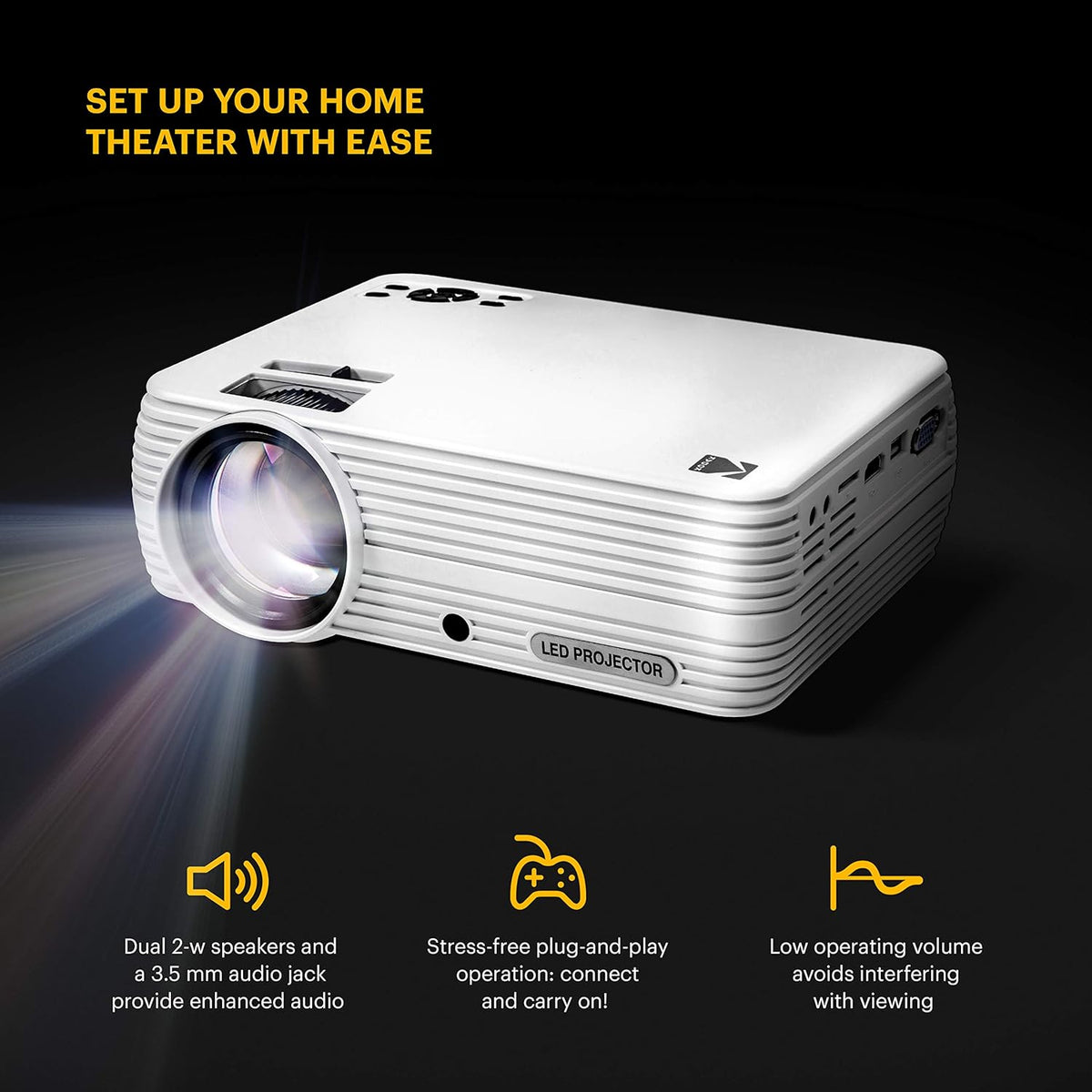 Compact Home Theater Projector with 1080p Compatibility H39619