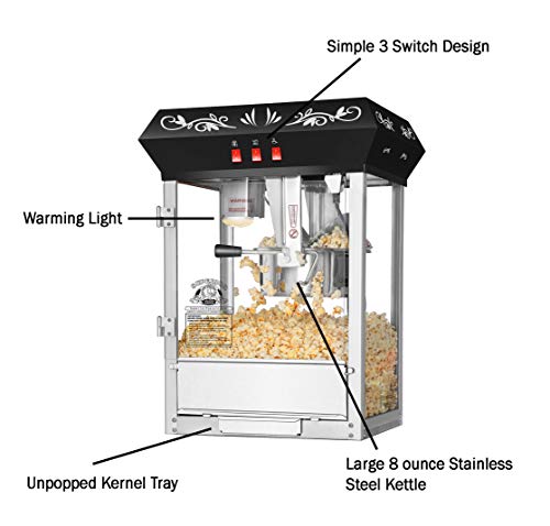 Black 8oz Stainless Steel Kettle Popcorn Machine A927