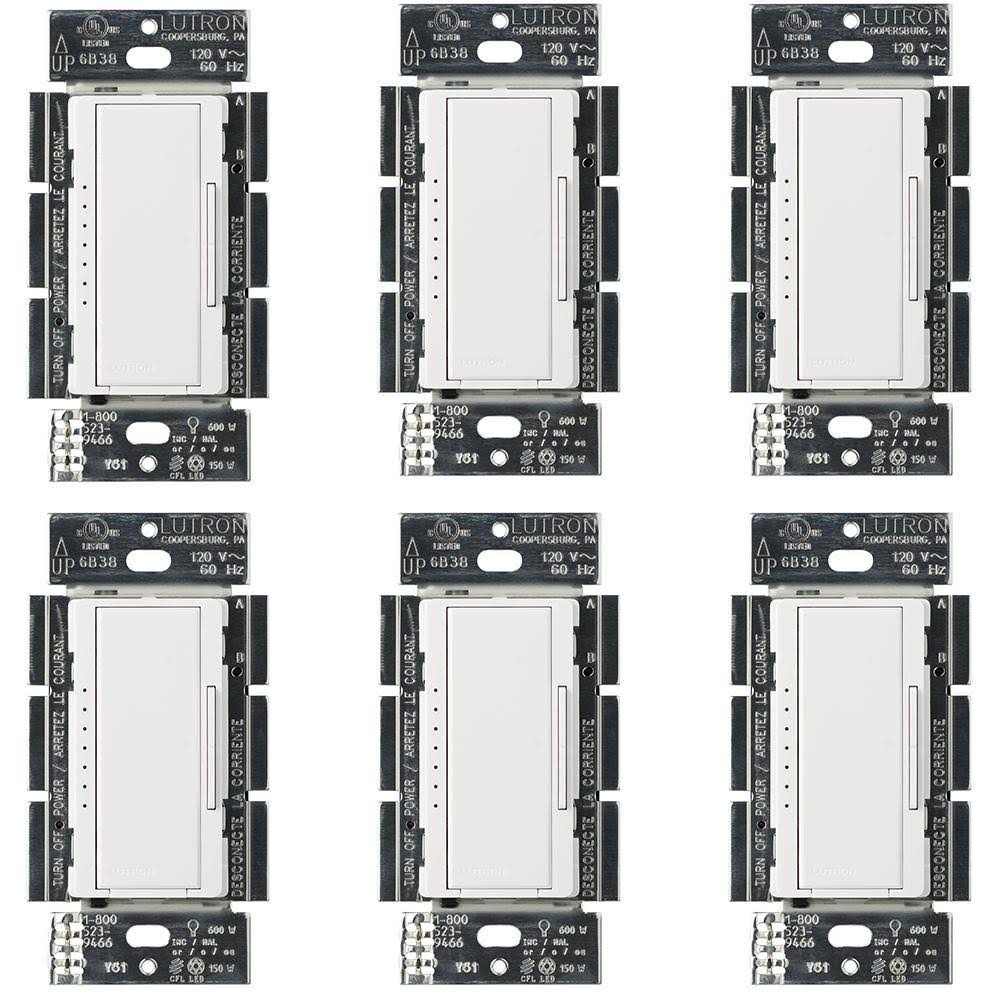 Dimmer Switch for Dimmable LED, Halogen & Incandescent Bulbs, White 6-Pack H11013