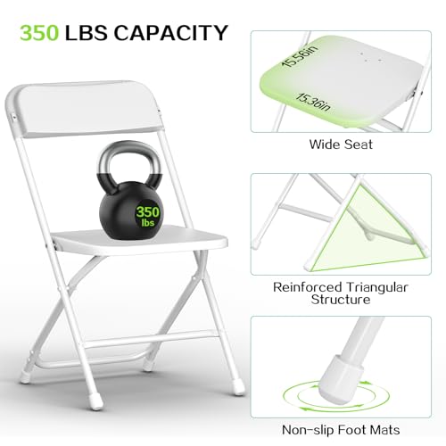 White 10 Pack Plastic Folding Chairs with Steel Frame Y11059