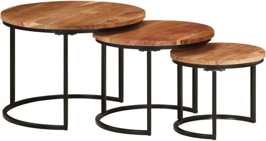 Solid Acacia Wood Nesting Side Tables Set of 3 M734