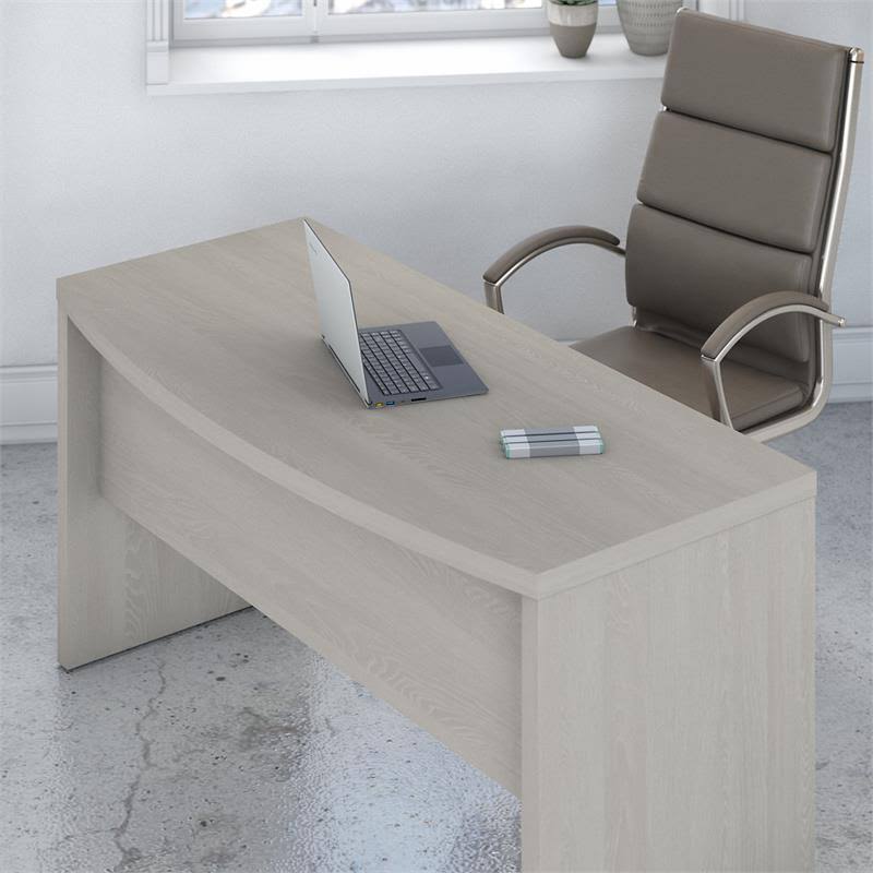 Gray Sand Bow Front Desk with Mobile File Cabinet B1087