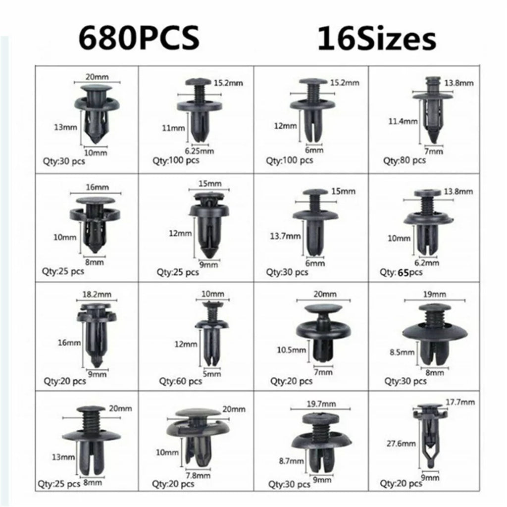 721 Pcs Plastic Car Retainer Clips with Fastener Remover C583897