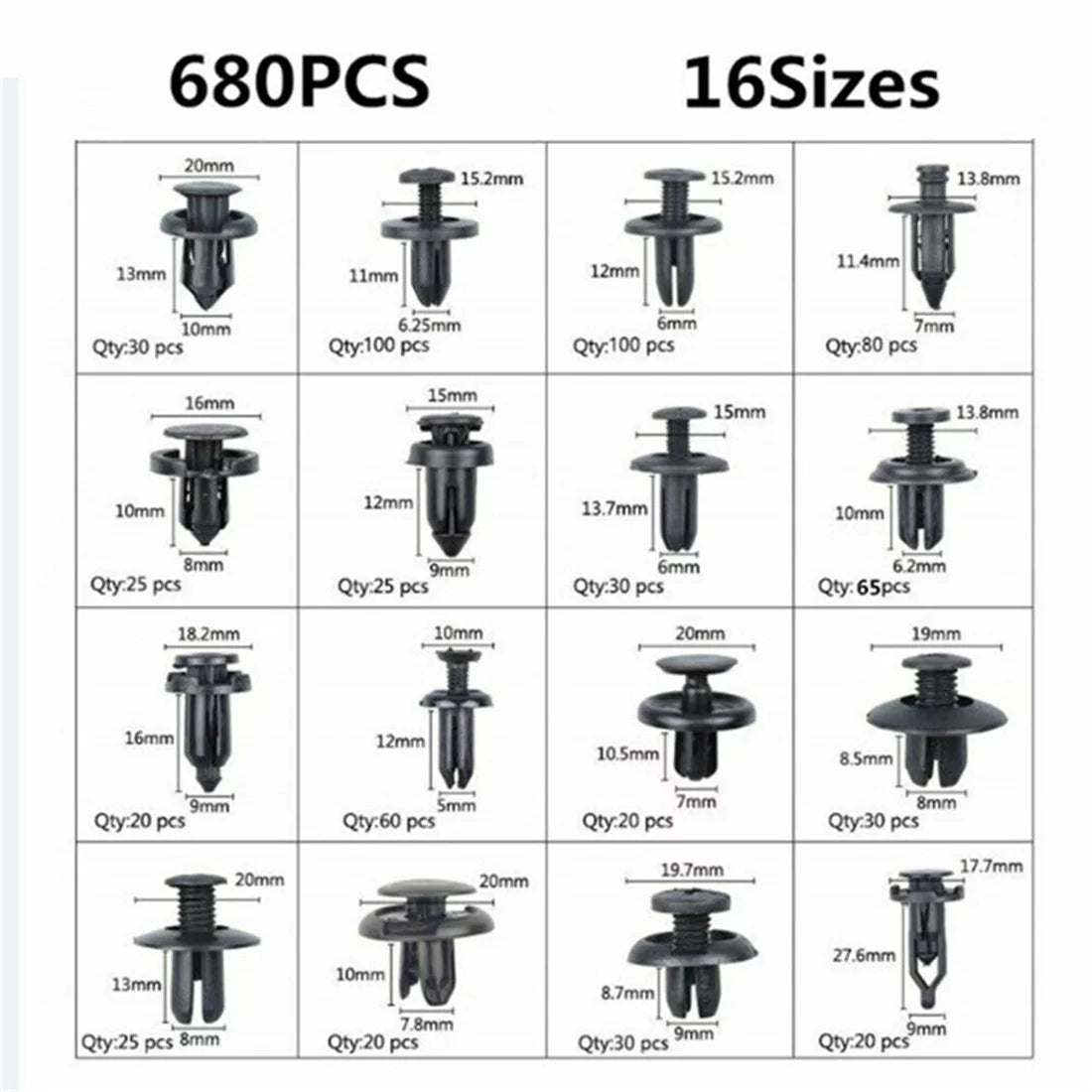 721 Pcs Plastic Car Retainer Clips with Fastener Remover C583897