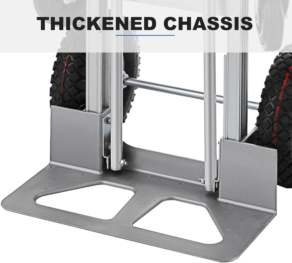 Heavy Duty Convertible Aluminum Hand Truck Dolly with 10 Pneumatic Wheels F754480