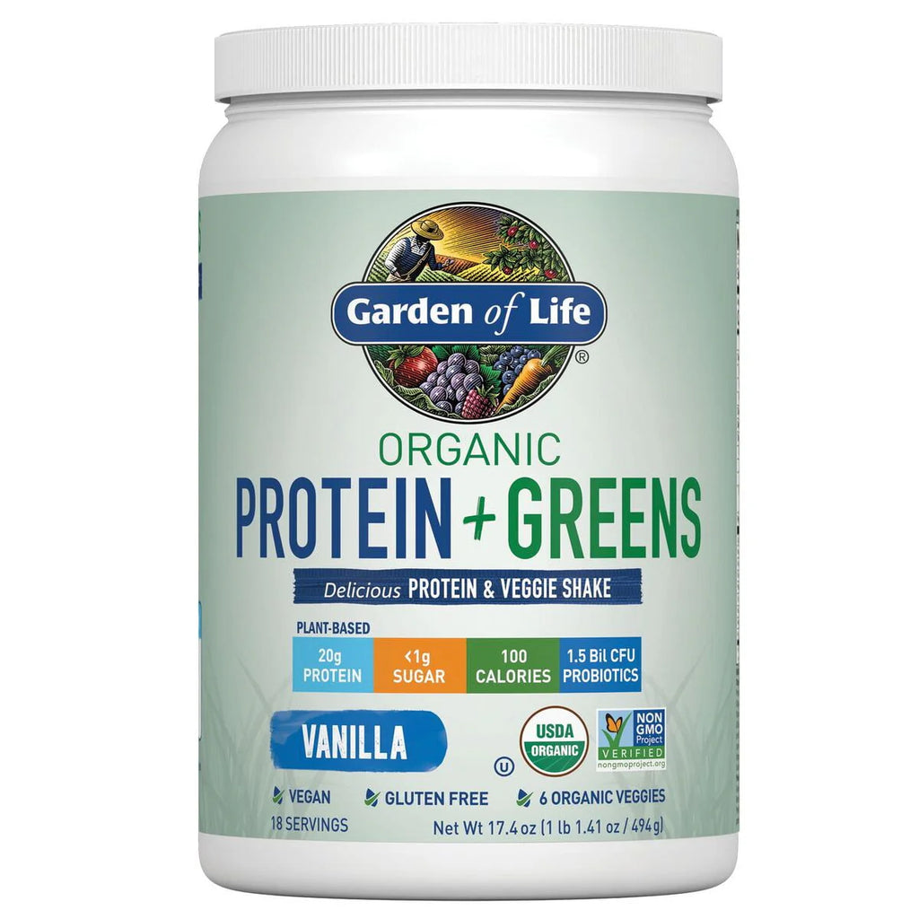 Organic Plant Protein & Greens Powder Vanilla Shake 20g Protein 1.1lb O487814