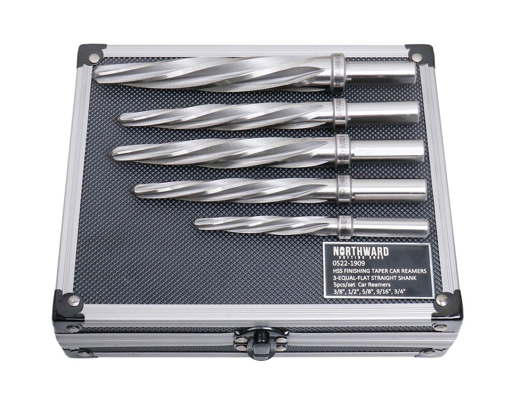 5 Pc H.S.S. Spiral Flute Car Reamer Set with Aluminum Case U552016