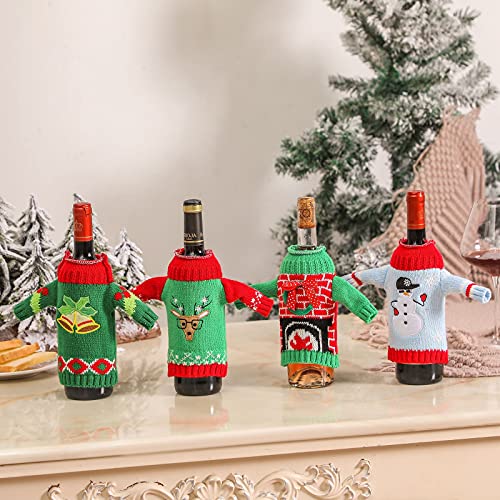 4 Pack Knitted Christmas Wine Bottle Covers M983497