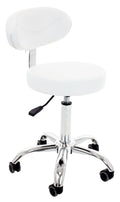 White Hydraulic Stool with Backrest F843