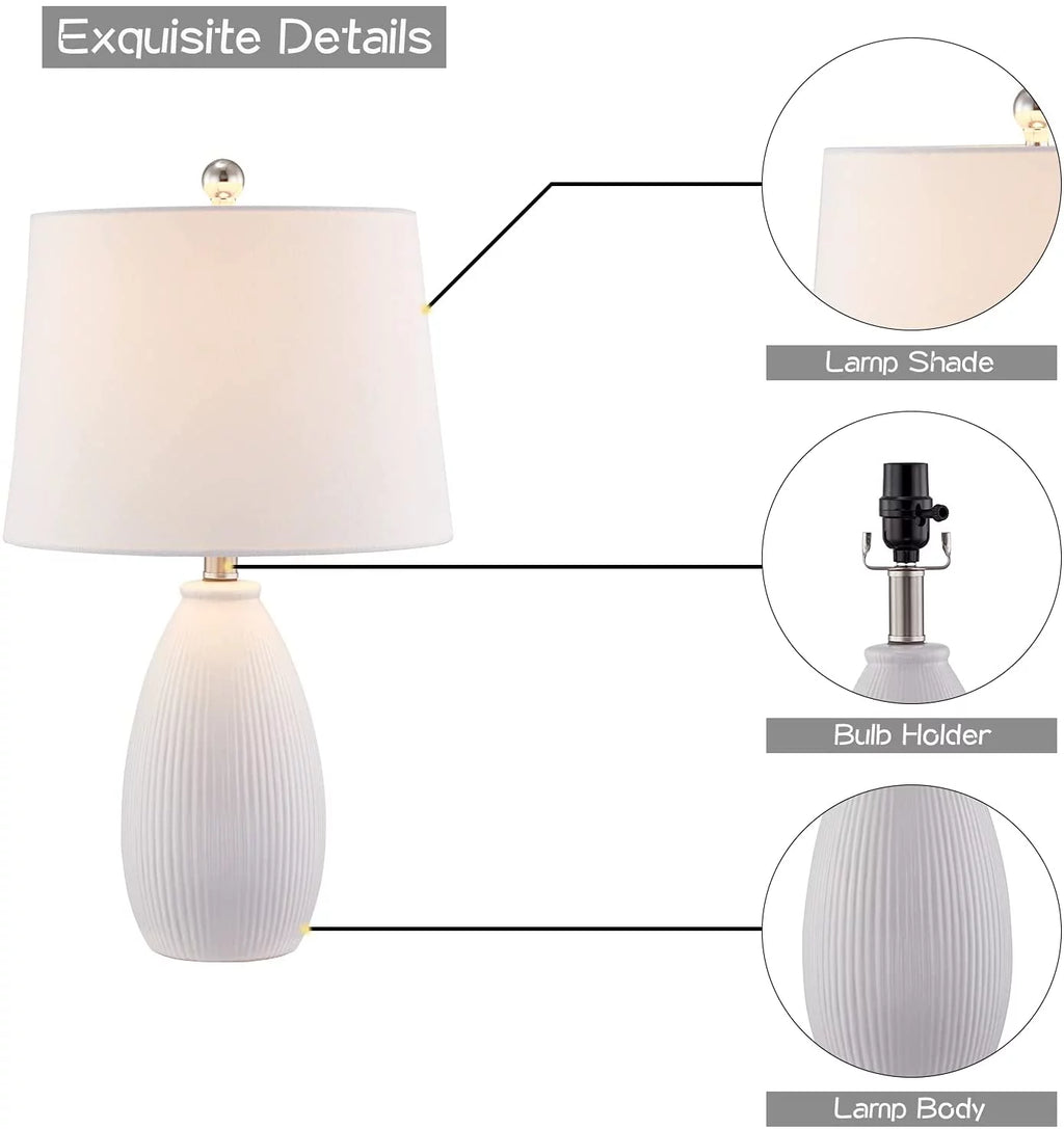 Table Lamps Set of 2 White Ceramic I193132