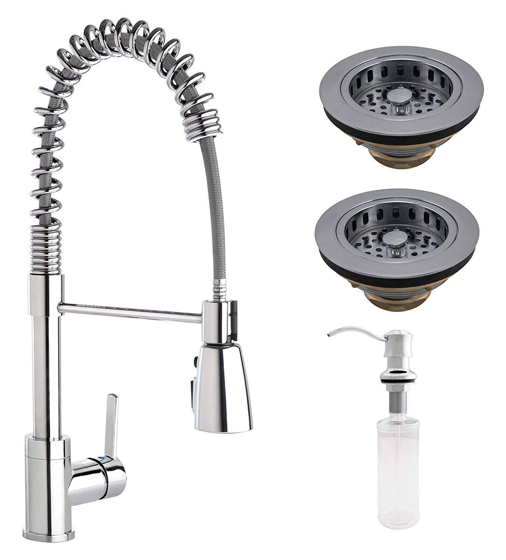 Chrome Double Strainer Kitchen Kit with Commercial Style Faucet U517
