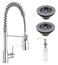 Chrome Double Strainer Kitchen Kit with Commercial Style Faucet U517