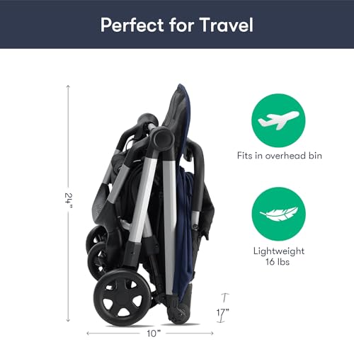 Compact Lightweight Foldable Stroller with Rain Cover and Cup Holder (Black) P1338